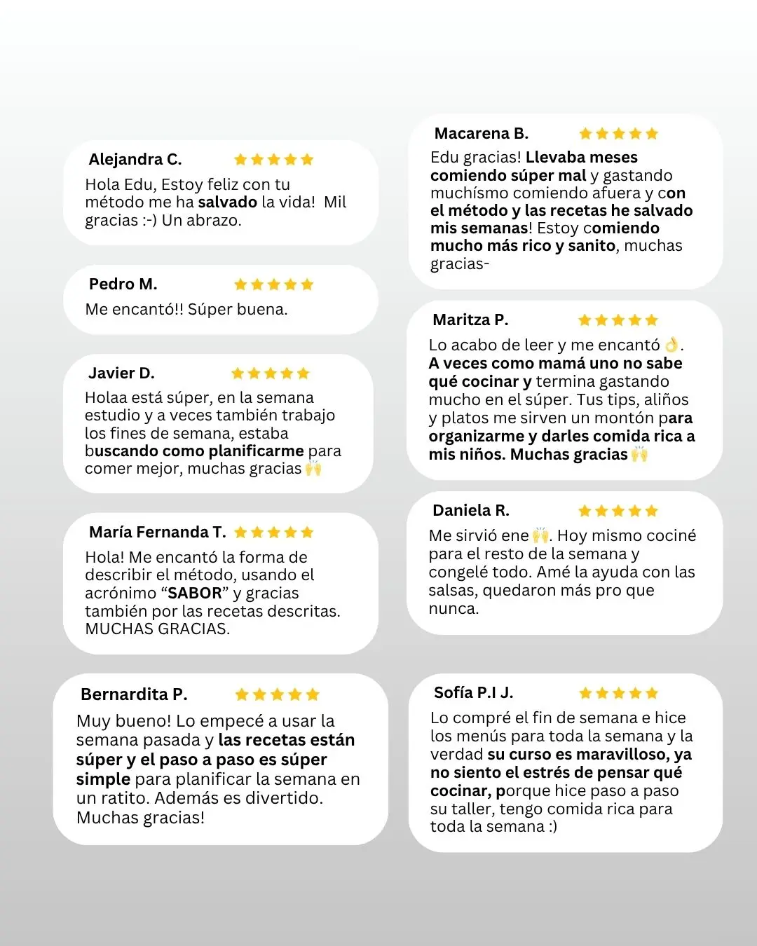 Reviews de alumnos